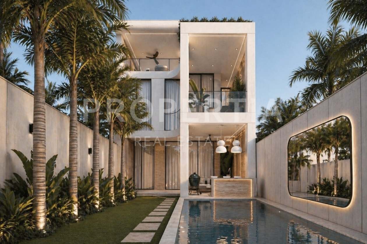 Exterior Facade at Stunning Contemporary Villa Walking Distance to the Beach (PPV4916), listing by PROPERTIA.