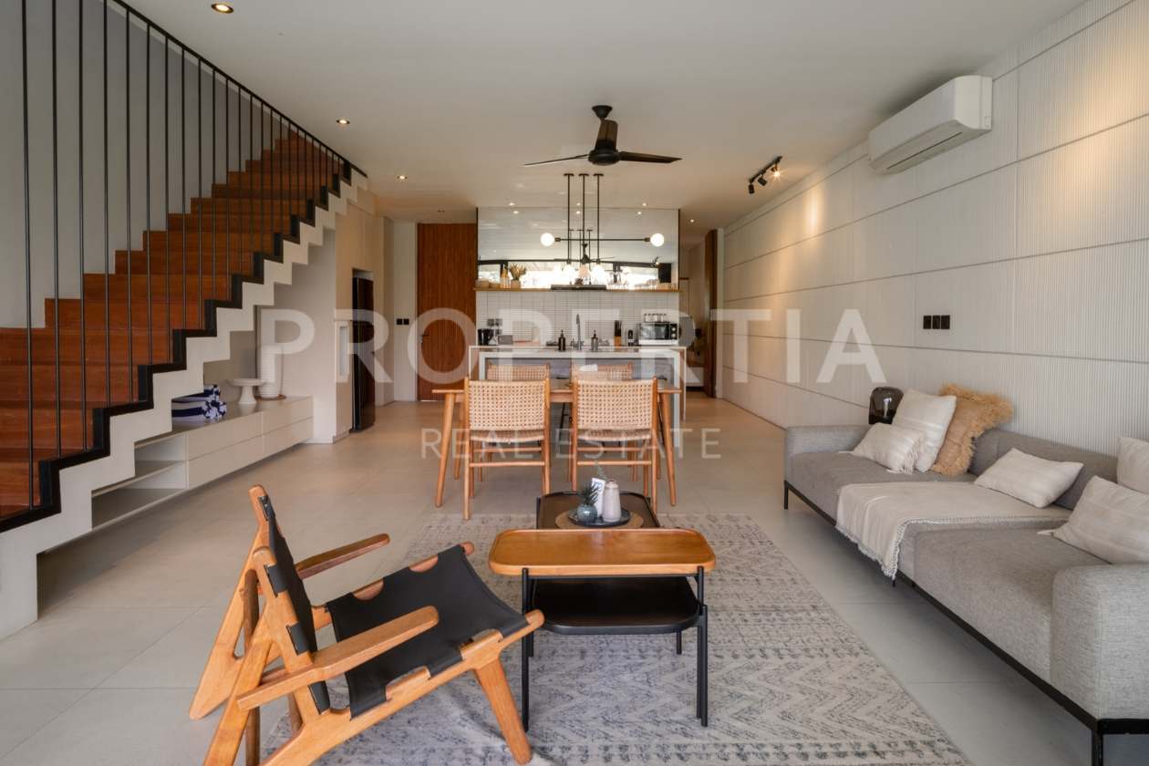 Living Room at Charming Rice Field View Villa in the Heart of Canggu (PPV4760), listing by PROPERTIA.