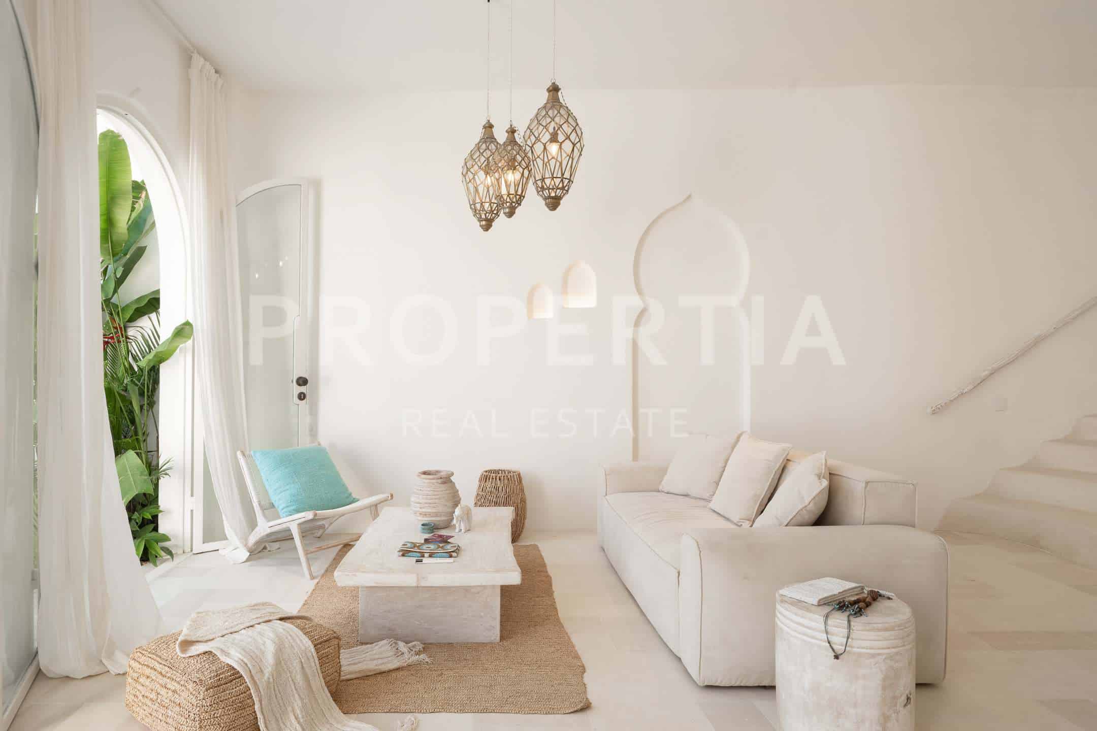 Living Room at Moroccan-inspired Villa Walk to Seseh Beach with Ocean Views (PPV4801), listing by PROPERTIA.